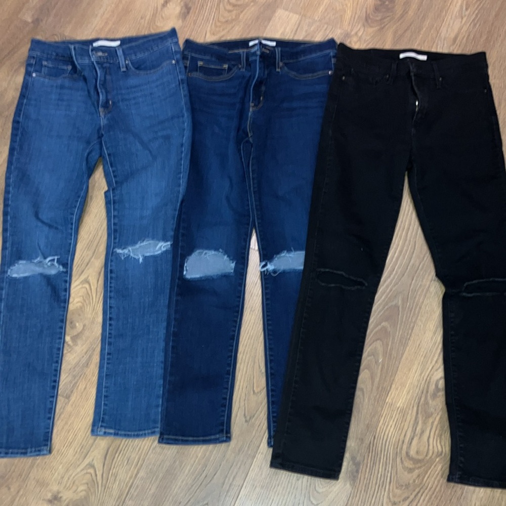 Women's Blue and Black Jeans